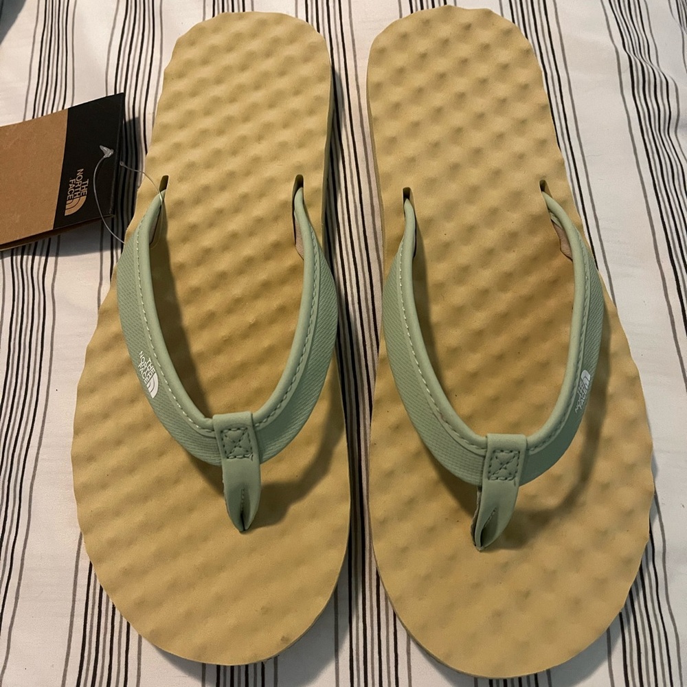 The North Face Tan and Mint Sandals